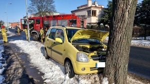 Samochód uderzył w drzewo na ul. Słowackiego