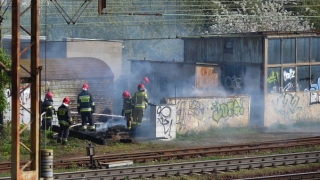 Interwencja strażaków niedaleko dworca