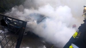 Pożar auta w Kalinie