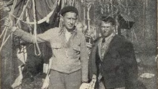 Antoni Janusz i Stanisław Brenk (po prawej) po upadku balonu w środku tajgi