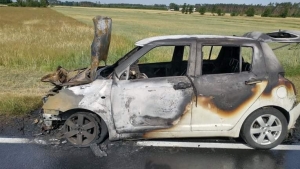 Pożar samochodu na DK15