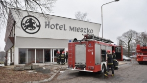 Jeden z pożarów, jaki miał miejsce w dawnym Hotelu Mieszko na początku 2017 roku