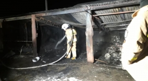 Pożar garaży w Gurówku