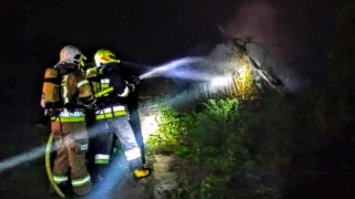 Pożar na ogródkach działkowych